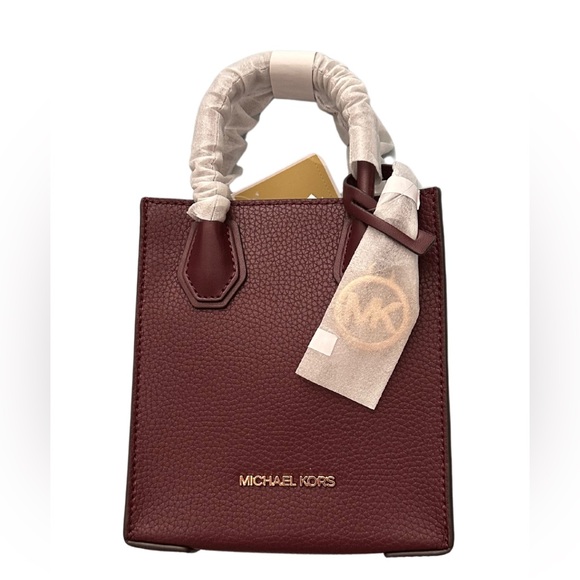 MICHAEL Michael Kors, Mercer Extra-Small Pebbled Leather Crossbody Bag, Oxblood - Picture 4 of 4